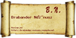 Brabander Nónusz névjegykártya